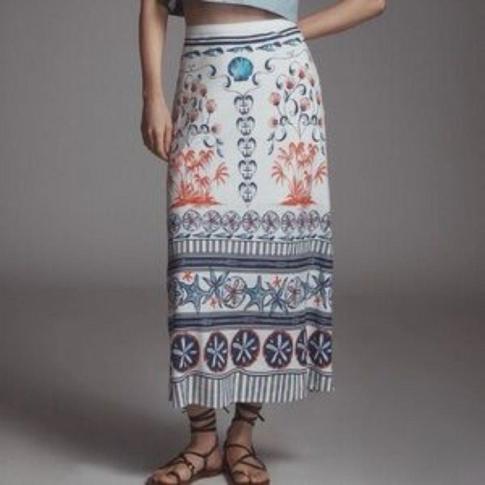 FARM Rio Linen Blend Midi Skirt NWT SIZE XXS - Picture 3 of 7